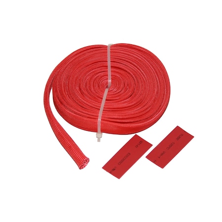 BULLDOG WINCH Wire Sheathing, high heat fiberglass 10mm x 25ft (3/8") red 20138